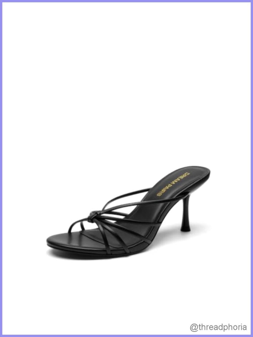 Women's Kitten Heel Strappy Slide Sandals Faux Leather 2.91" Heel